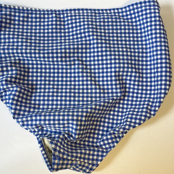 Talbots Gingham Bikini Bottom Sz 12 Blue & White Gingham Check High Waisted - Picture 6 of 9